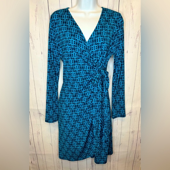 41 Hawthorn Dresses & Skirts - 41 Hawthorn Stitch Fix Dress Womens Large Blue Julie Knit Faux Wrap Long Sleeve